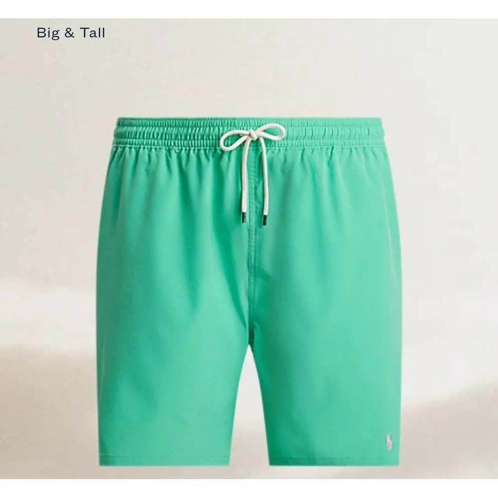 Polo Ralph Lauren Aqua Green Pink Stretch Swim Trunks Board Short Men's Size 4XB